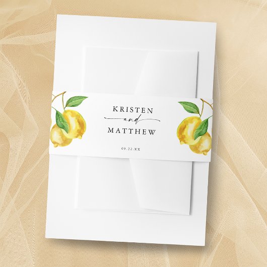 Lemon Citrus Watercolor Wedding Einladungsbanderole