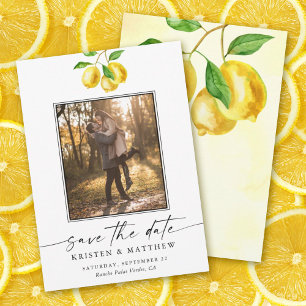 Lemon Citrus Watercolor Wedding Foto Save The Date