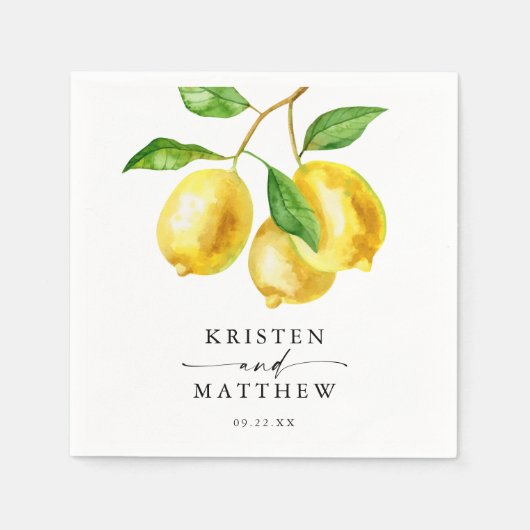 Lemon Citrus Watercolor Wedding Serviette (Vorderseite)