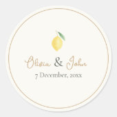 Lemon Citrus Wedding Envelope Seal Name & Date Runder Aufkleber (Vorderseite)