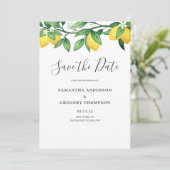 Lemon Citrus Wedding Flat Save the Date Card (Stehend Vorderseite)