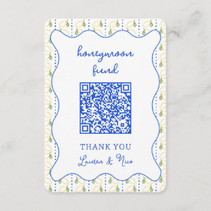 Lemon Citrus Wedding Honeymoon Fund QR Code Begleitkarte