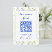 Lemon Citrus Wedding Honeymoon Fund QR Code Begleitkarte (Stehend Vorderseite)