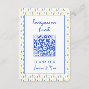 Lemon Citrus Wedding Honeymoon Fund QR Code Begleitkarte