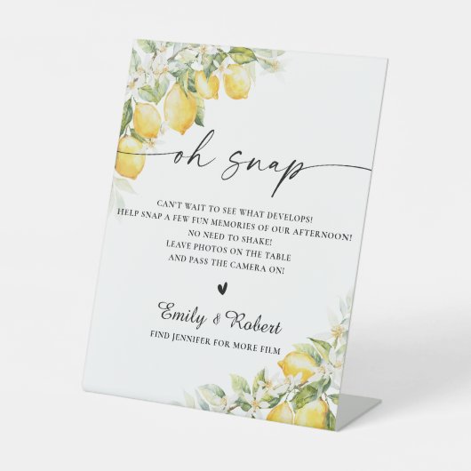 Lemon Citrus Wedding Oh Snap Signon Sockelschild (Vorderseite)