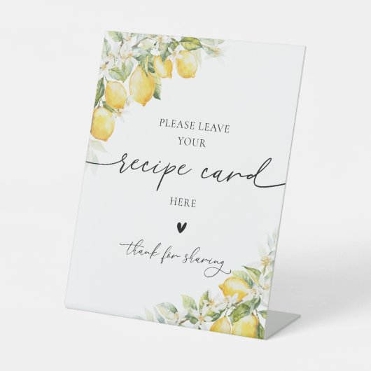 Lemon Citrus Wedding Recipe Card Signing Sockelschild (Vorderseite)