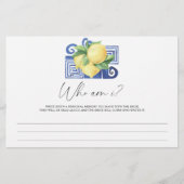 Lemon Citrus - Wer bin ich Brautparty-Spiel Briefpapier (Vorderseite)