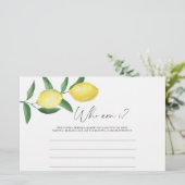 Lemon Citrus - Wer bin ich Brautparty-Spiel Briefpapier (Stehend Vorderseite)