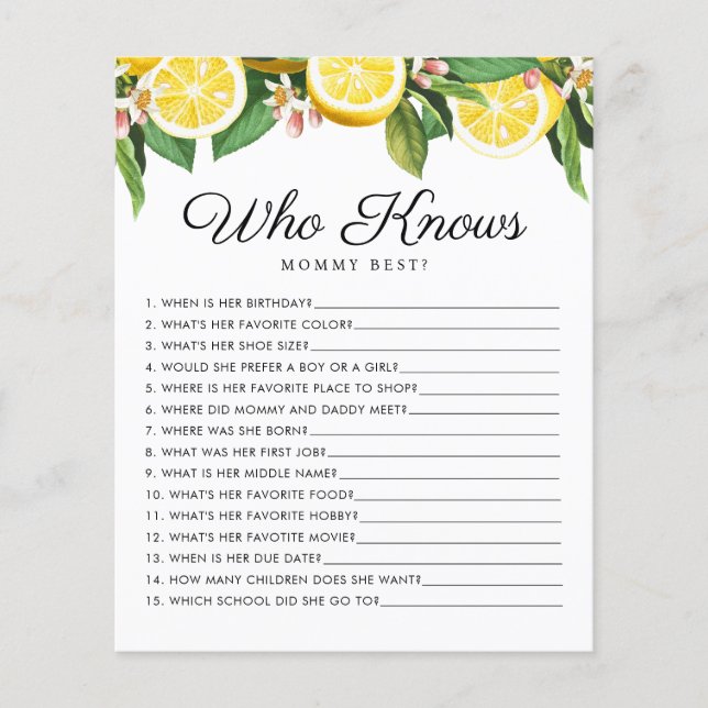 Lemon Citrus Wer Mommy Baby Game kennt (Vorderseite)