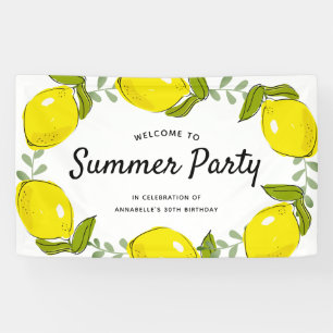 Lemon Citrus White Summer Party Geburtstag Banner