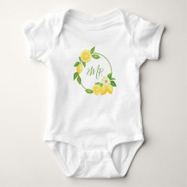 Lemon Citrus Wreath Baby Duschgeschenk Monogramm Baby Strampler