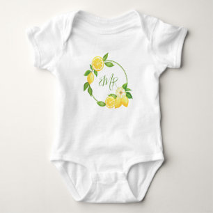 Lemon Citrus Wreath Baby Duschgeschenk Monogramm Baby Strampler