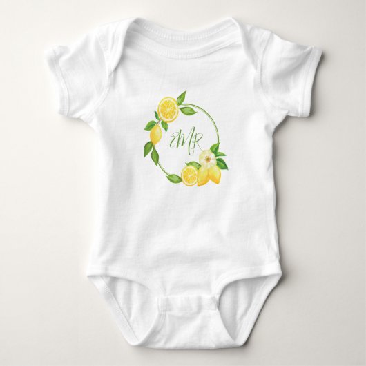 Lemon Citrus Wreath Baby Duschgeschenk Monogramm Baby Strampler (Vorderseite)
