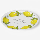 Lemon Citrus Wreath White Baby Shower Paper Plate Pappteller (Schrägansicht)