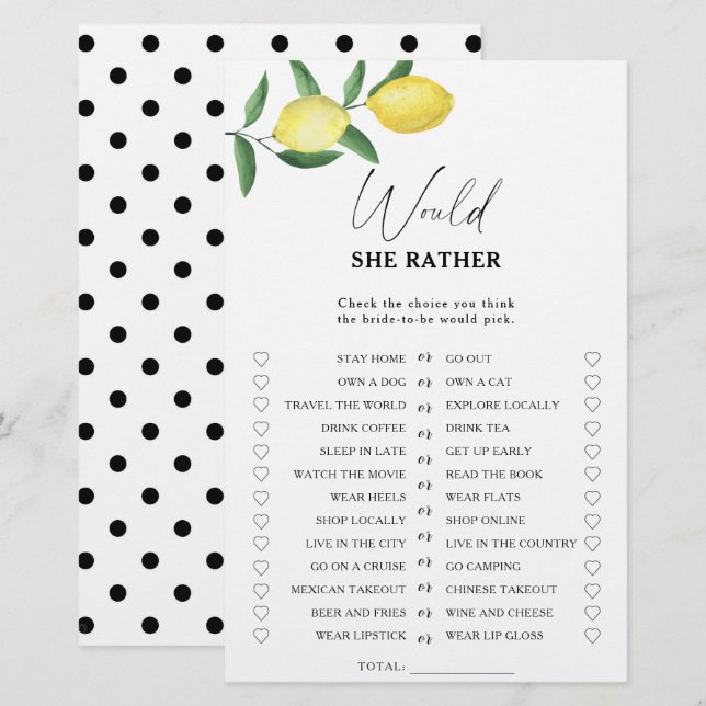 Lemon Citrus - Würde sie lieber Brautparty (Vorne/Hinten)