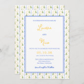 Lemon Citrus Yellow and Blue Italian Chic Wedding Einladung (Vorne/Hinten)