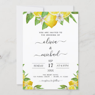 Lemon Citrus Yellow Wedding Einladung