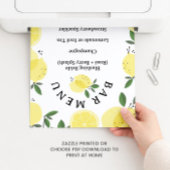Lemon Cocktail Bar Menu Bridal Shower Sign Poster