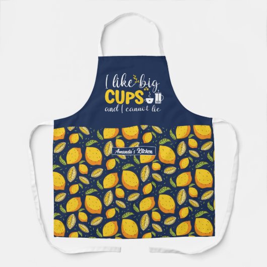Lemon Coffee Lover I like Big Cups Lemon Muster Schürze (Vorderseite)