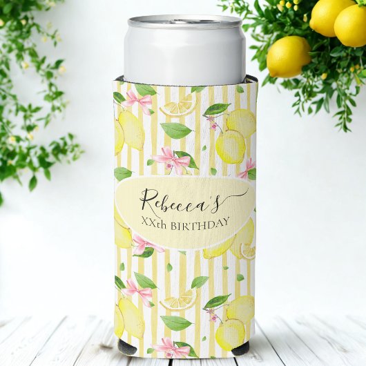 Lemon Coquette Pink Bows And Yellow Stripes Selters Dosenkühler