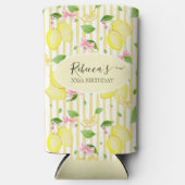 Lemon Coquette Pink Bows And Yellow Stripes Selters Dosenkühler (Vorderseite)