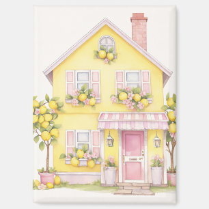 Lemon Cottage Watercolor Hausmagnet Cottagecore Magnet