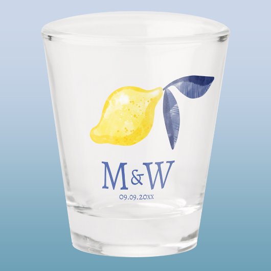 Lemon Couple Initials Monogramm Datum Schnapsglas