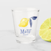 Lemon Couple Initials Monogramm Datum Schnapsglas (Vorderseite)