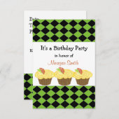 Lemon Cupcake zum Geburtstag Einladung (Vorne/Hinten)