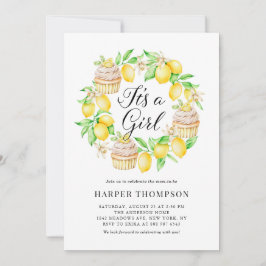 Lemon Cupcakes Wreath Es ist eine Girl Baby Dusche Einladung