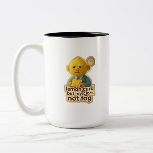 Lemon Curd But My Clock Not Fog – Sourface Edition Zweifarbige Tasse (Links)
