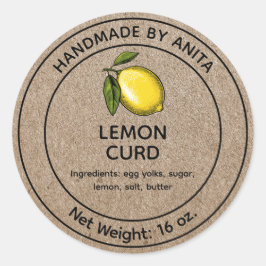 Lemon Curd Jelly Jar Label Kraft Paper Style Runder Aufkleber