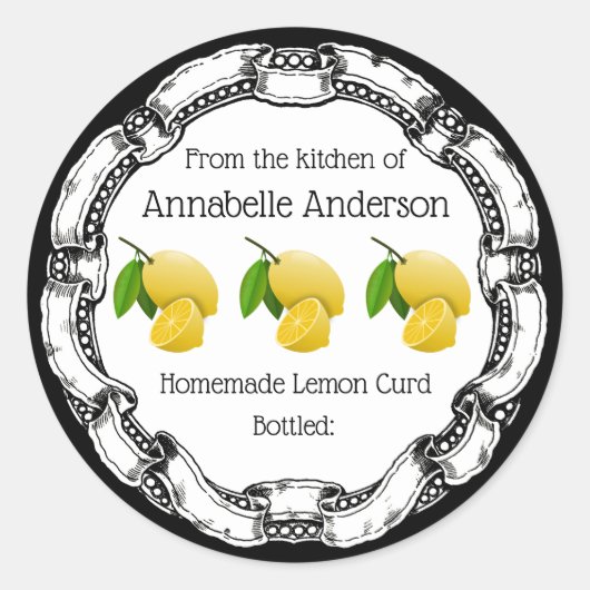 Lemon Curd Label personalisieren Runder Aufkleber (Vorderseite)