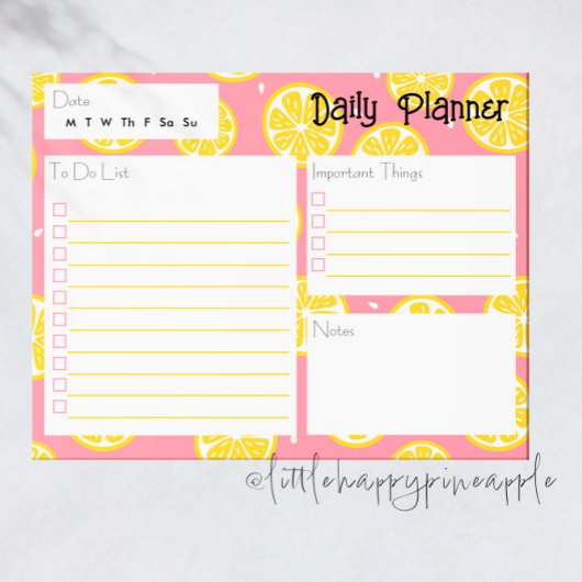 Lemon Daily Planner Notepad Notizblock