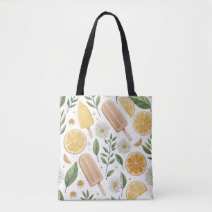Lemon & Daisy Tragetasche – Florales Zitrus Canvas Tasche