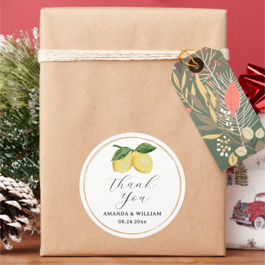 Lemon Danke Runder Aufkleber (Feiertag)