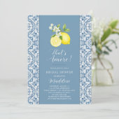 Lemon Das ist ein blaues Brautparty Einladung (Stehend Vorderseite)