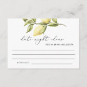 Lemon Date Night Ideas Brautparty Game Card Begleitkarte (Vorderseite)