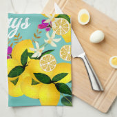 Lemon Days Aqua Geschirrtuch (Viertel Falte)