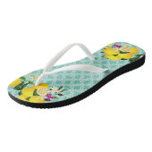 Lemon days motif aqua Flip Flops Badesandalen (Schrägansicht)