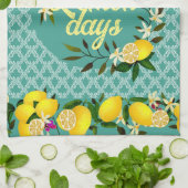 Lemon Days Motif Aqua Geschirrtuch (Gefaltet)