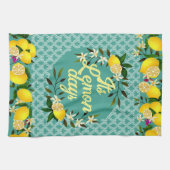 Lemon Days Motif Aqua Geschirrtuch (Horizontal)