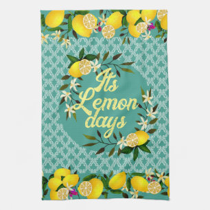 Lemon Days Motif Aqua Geschirrtuch
