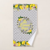 Lemon Days Motif Gray Badhandtuch Set (Handtuch)
