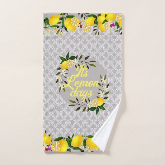 Lemon Days Motif Gray Badhandtuch Set (Handtuch)