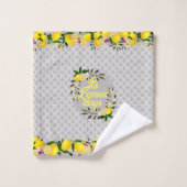 Lemon Days Motif Gray Badhandtuch Set (Waschlappen)