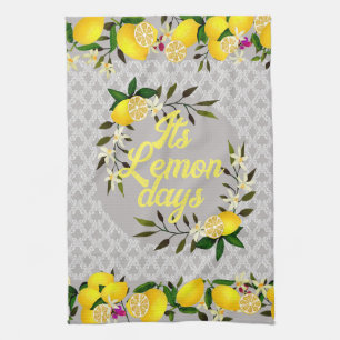 Lemon Days Motif Gray Geschirrtuch