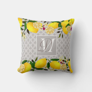 Lemon Days Motif Gray Kissen