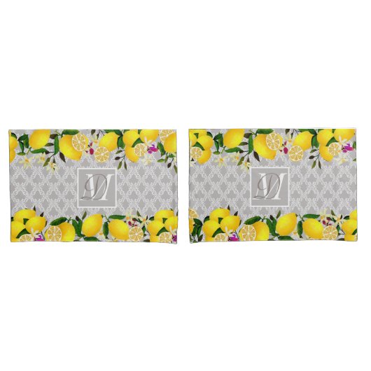 Lemon Days Motif Gray Kissenbezug (Vorderseite-Set)