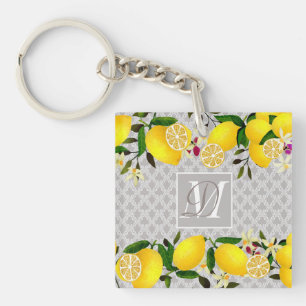 Lemon Days Motif Gray Schlüsselanhänger